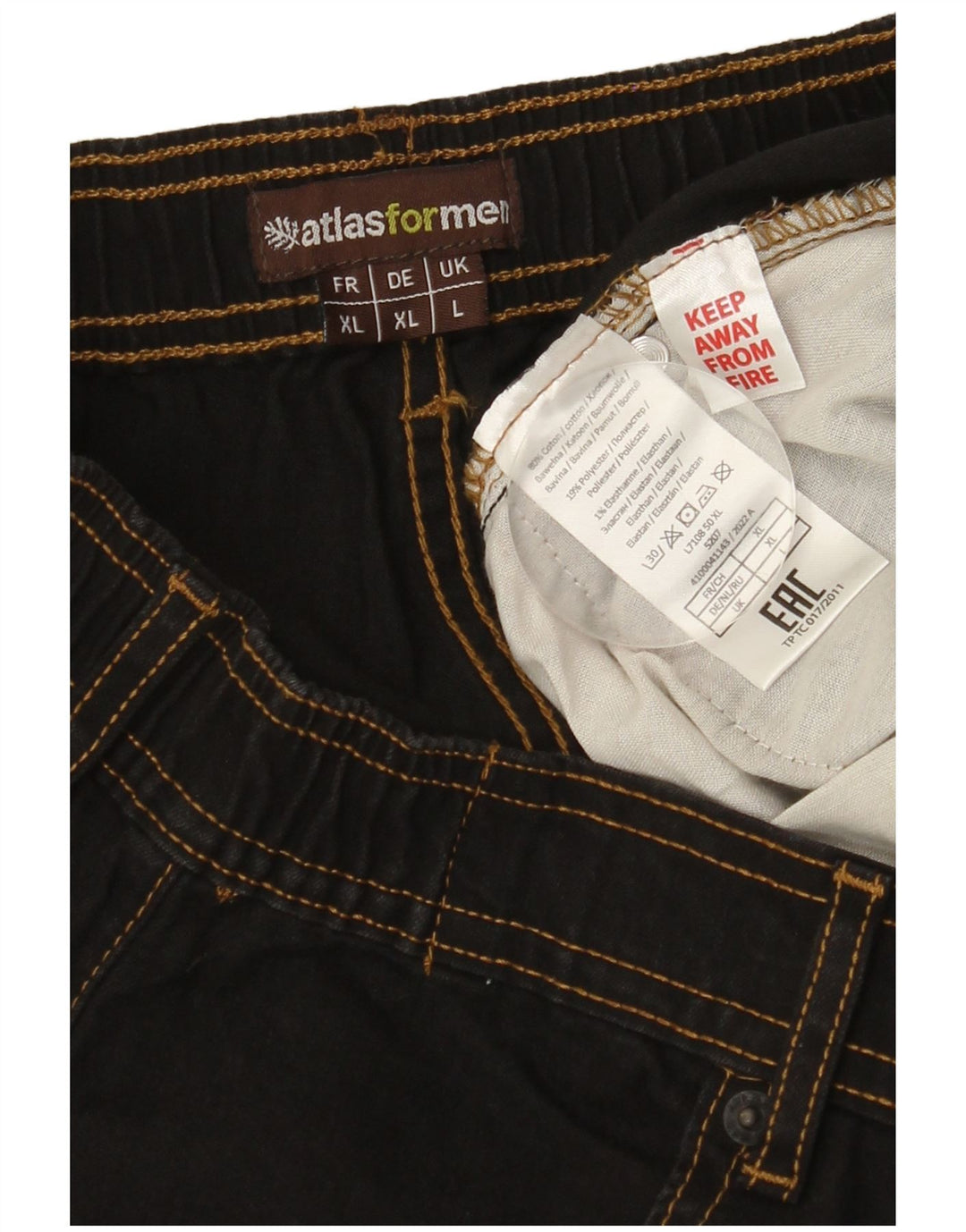 ATLAS FOR MEN Mens Cargo Shorts Large W36 Black Cotton