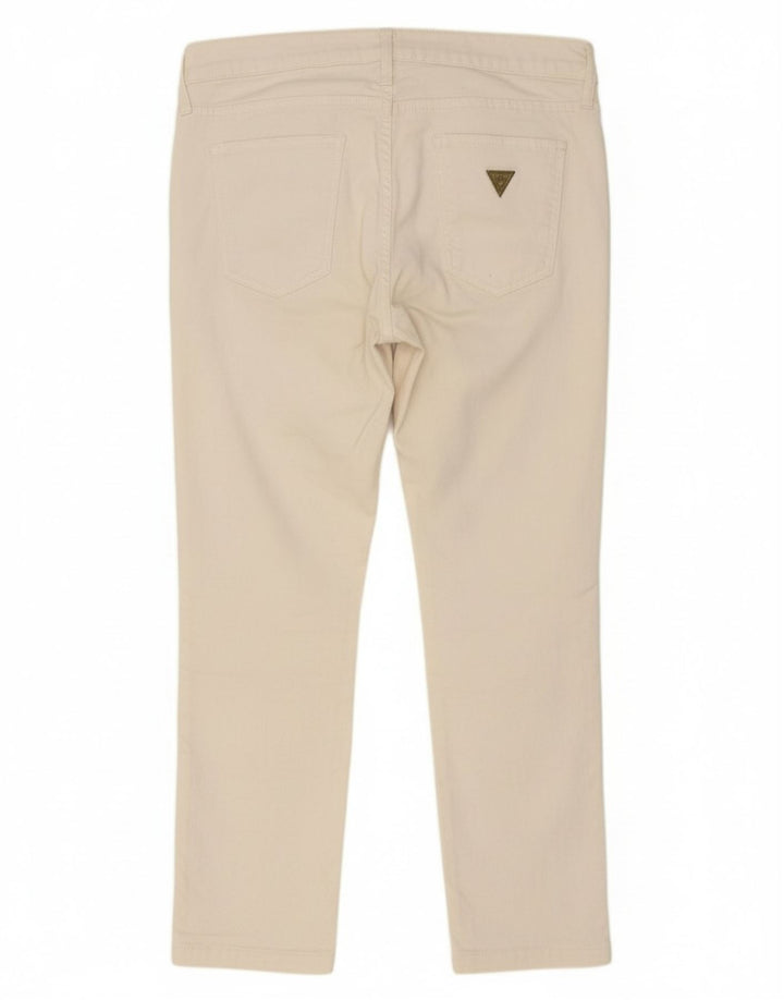 GUESS Womens Slim Cropped Trousers W31 L24 Off White Cotton
