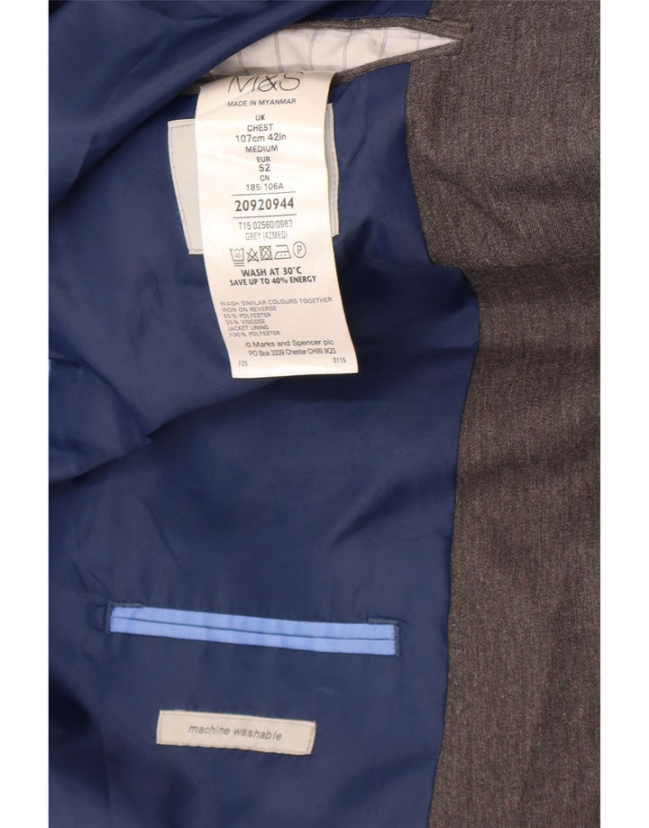 Marks & Spencer Herre 2-knaps blazerjakke UK 42 Stor grå polyester