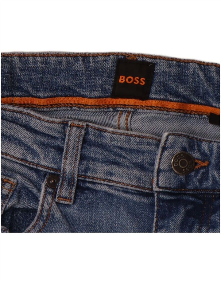 Hugo Boss Herre Distressed Slim Jeans W32 L32 Blå Bomuld