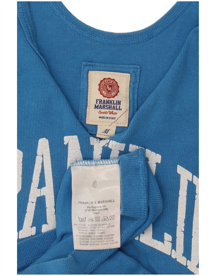 Franklin & Marshall Kvinder Grafisk Vest Top UK 12 Medium Blue Cotton