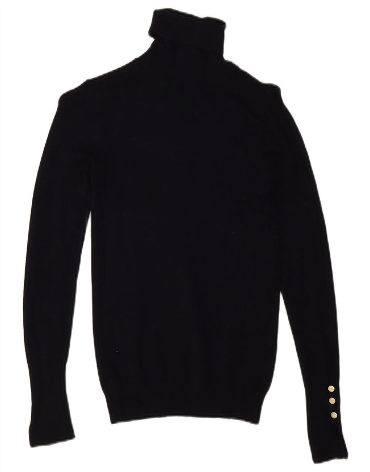 Zara Dame Roll Neck Jumper Sweater UK 8 Small Navy Blue Viscose