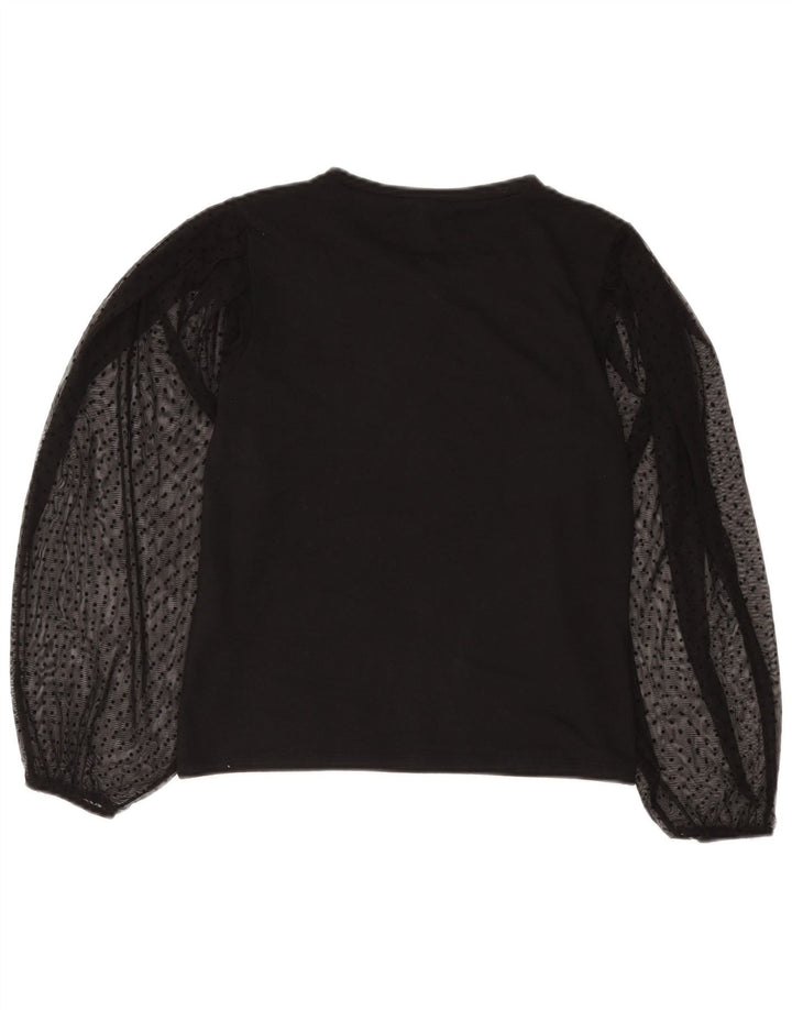 Zara Dame Langærmet Bluse Top UK 10 Small Black Polka Dot Polyester