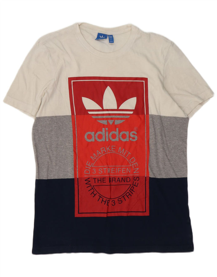 ADIDAS Mens Graphic T-Shirt Top Large Multicoloured Colourblock Cotton