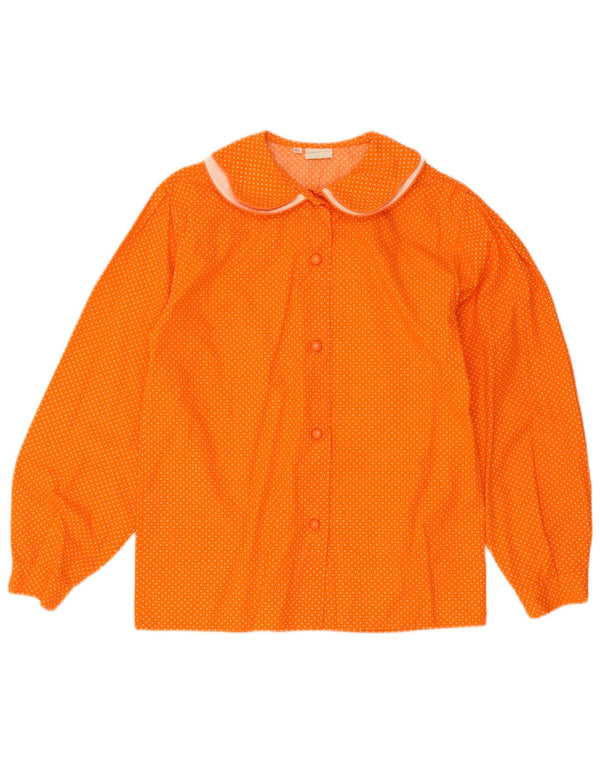 Benetton Dameskjorte UK 18 XL Orange Plettet Bomuld