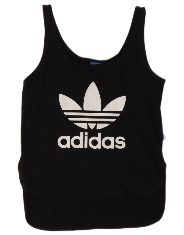 Adidas Dame Grafisk Vest Top UK 10 Small Black Bomuld
