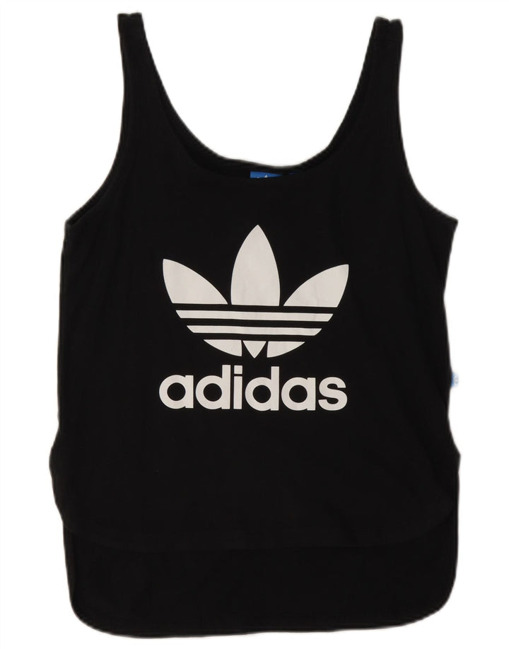 Adidas Dame Grafisk Vest Top UK 10 Small Black Bomuld