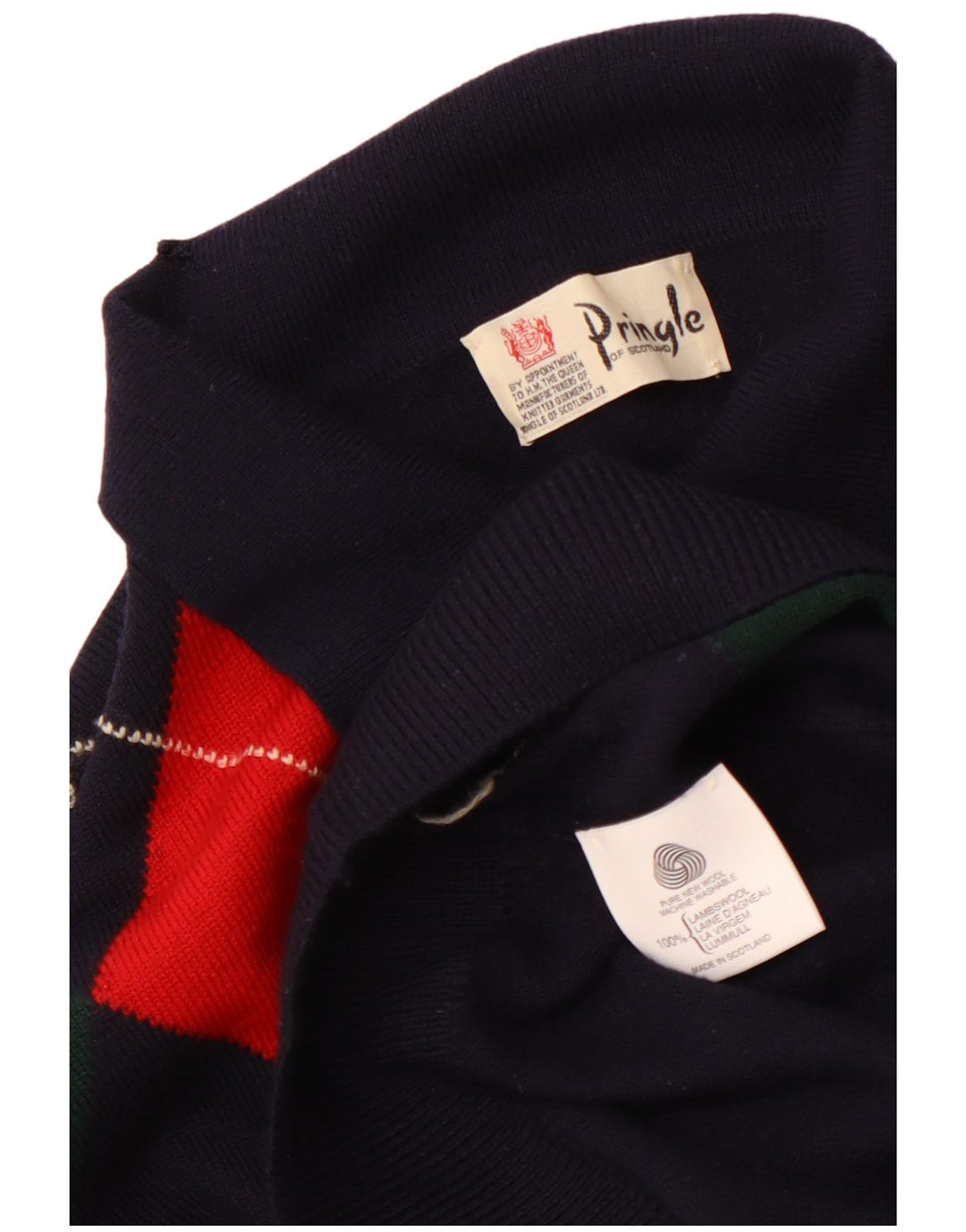 PRINGLE Herre polo-hals sweater Medium Navy Blue Argyle/Diamond