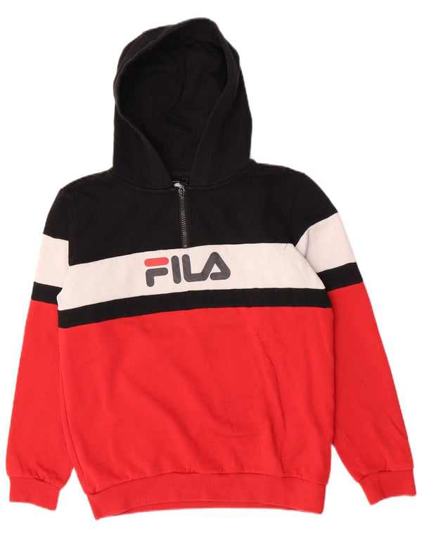 Fila Boys grafisk hættetrøje med lynlås 13-14 år rød farveblok