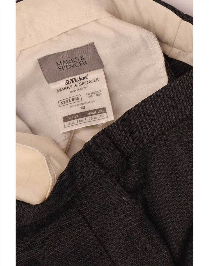 Marks & Spencer Straight Chino-bukser til mænd W34 L31 Grå polyester