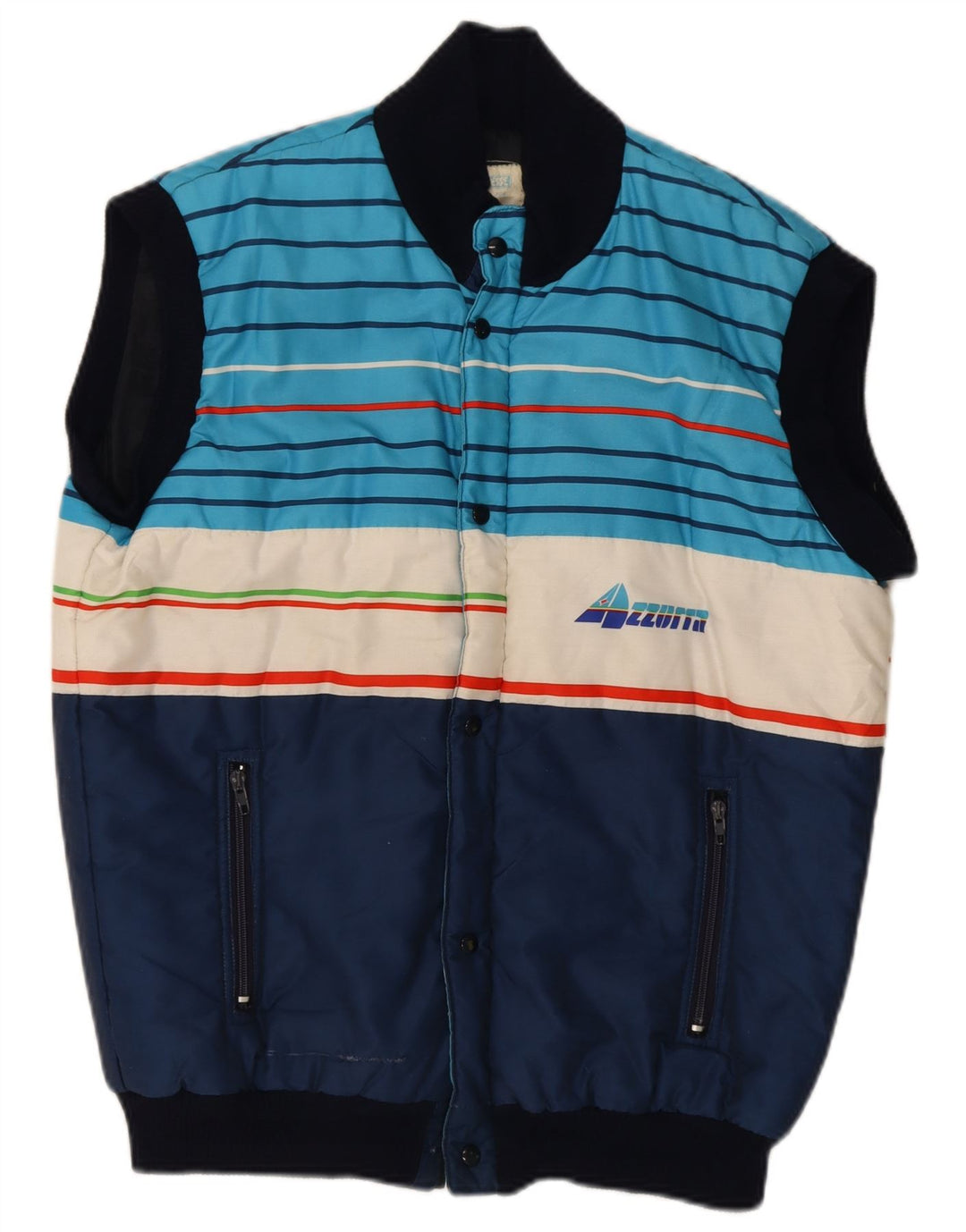 Azzurra Herre Polstret Gilet UK 40 Large Navy Blue Colourblock Polyester