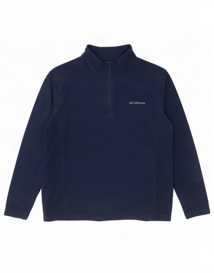 Columbia Herre lynlås hals fleece jumper stor marineblå polyester