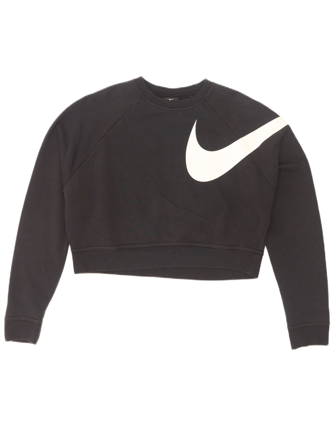 Nike Womens Oversized Crop Graphic Sweatshirt Jumper UK 6 XS Sort