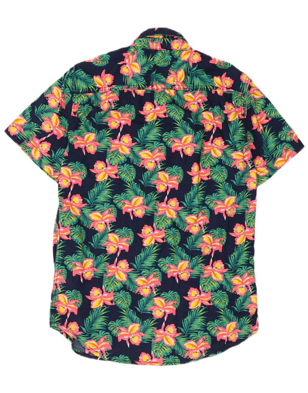 Superdry Kortærmet Herreskjorte Medium Marineblå Blomsterbomuld Hawaiiansk