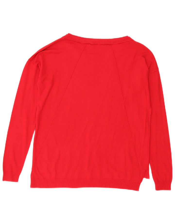 Vintage Dame Oversized Boat Neck Jumper Sweater UK 10 Small Red
