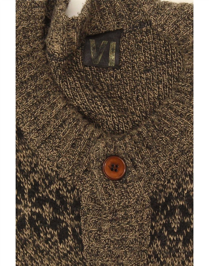 Vintage herre cardigan sweater Large Grey Fair Isle
