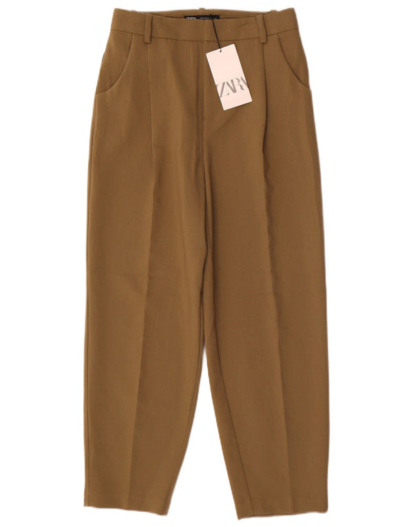 Zara Womens Crop Pegged Casual Bukser XS W24 L25 Khaki