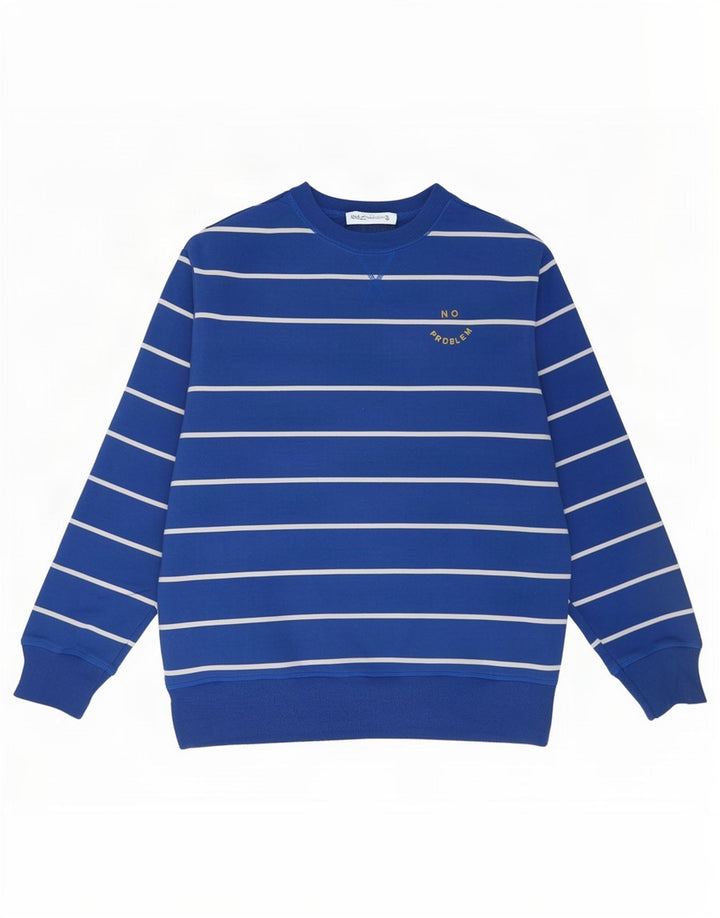 Marks & Spencer Dame Sweatshirt Jumper UK 16 Stor blå stribet bomuld