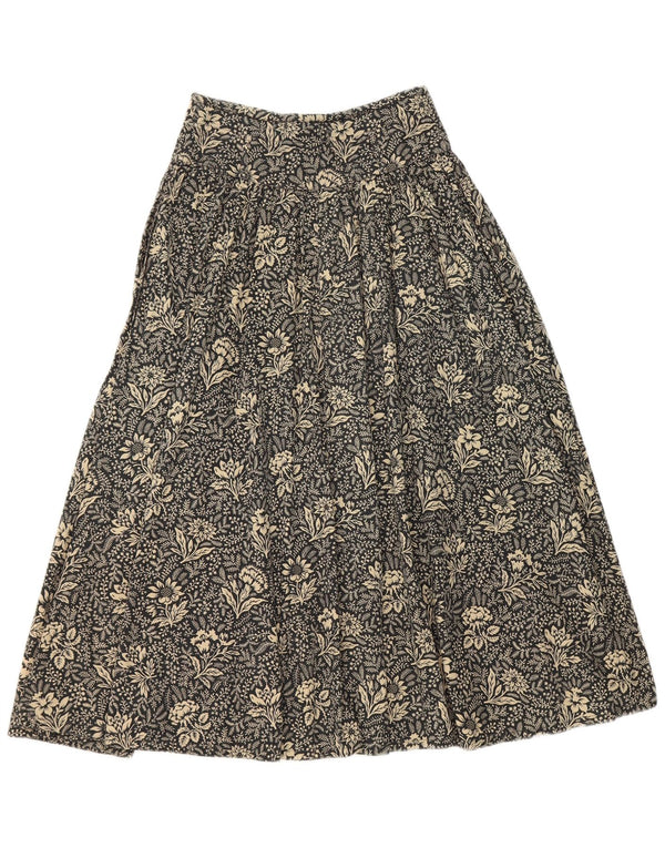 Byblos Dame Højtalje A-Line nederdel IT 40 Small W26 Black Floral Bomuld