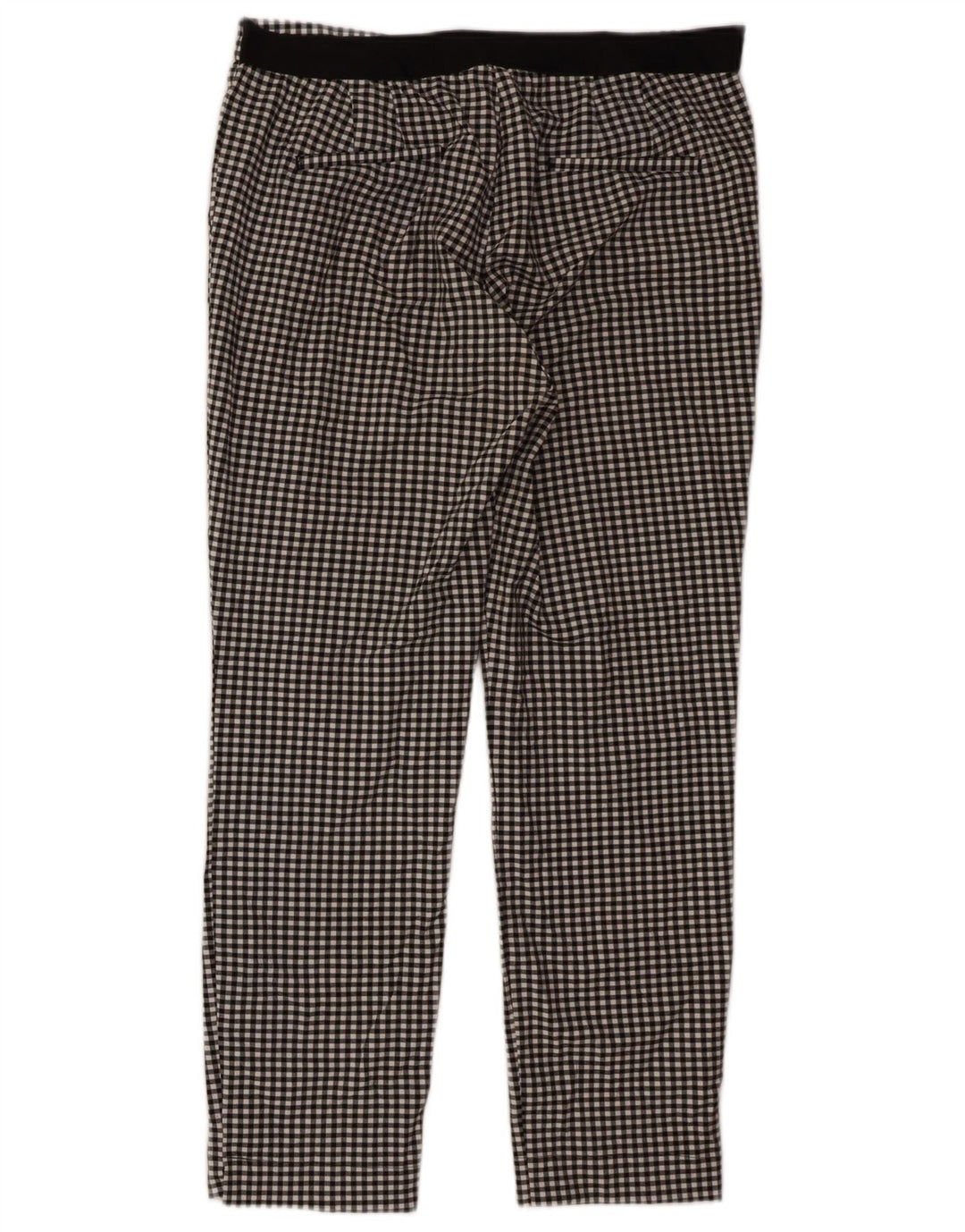 Zara Dame Slim Chino Bukser XL W32 L27 Sort Gingham Polyester