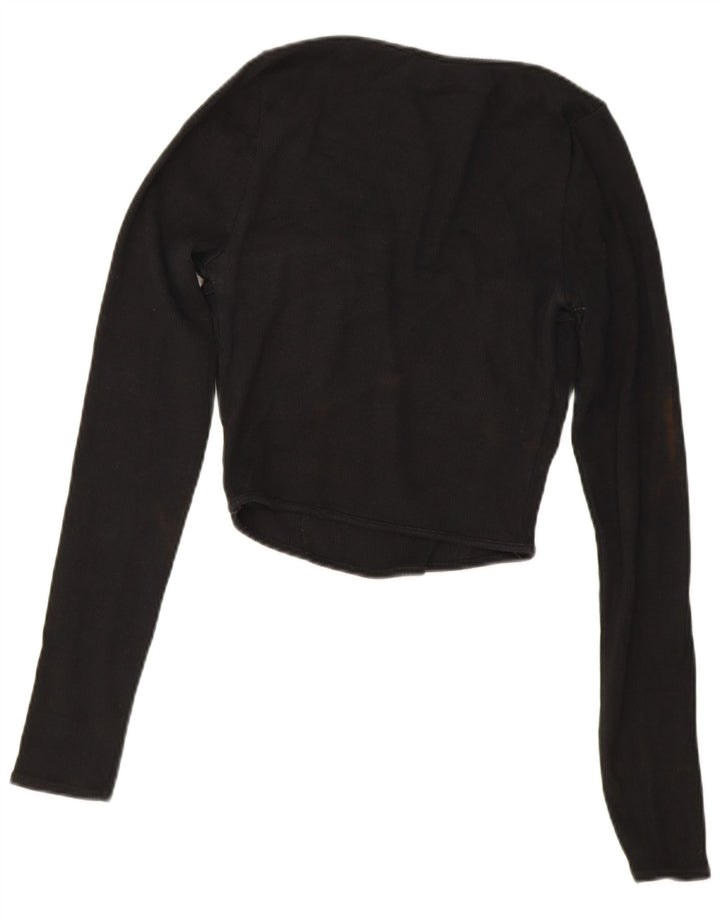 Zara Dame Crop Top Langærmet UK 12 Medium Sort