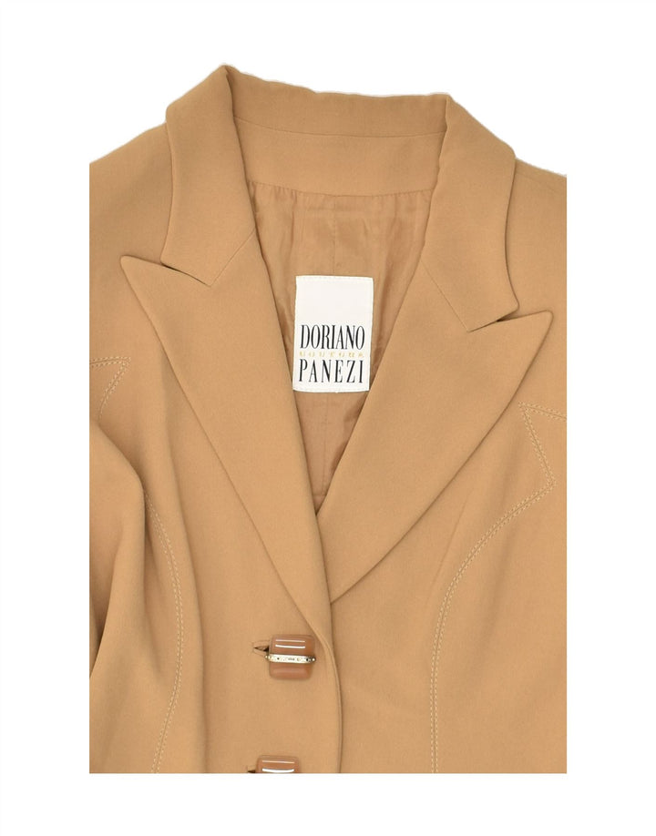 VINTAGE Womens 3 Button Blazer Jacket UK 14 Large Beige Acetate | Vintage Vintage | Thrift | Second-Hand Vintage | Used Clothing | Messina Hembry 