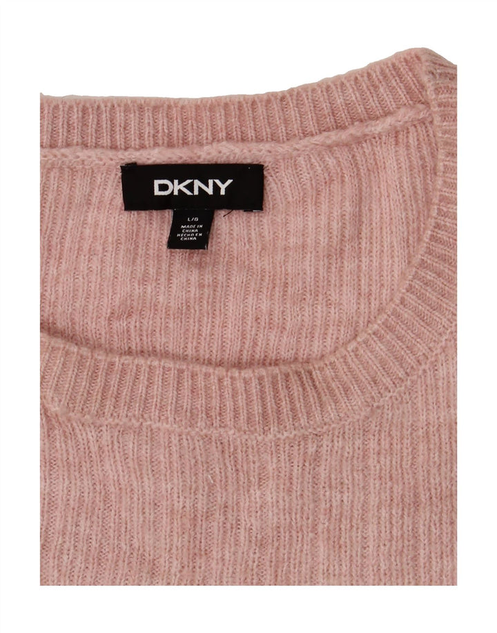 DKNY Womens Crew Neck Jumper Sweater UK 16 Large Pink Polyester Vintage Dkny and Second-Hand Dkny from Messina Hembry 