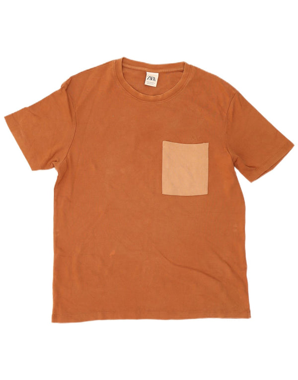 Zara Herre T-Shirt Top Medium Brun