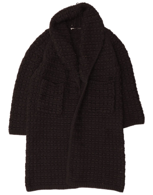 Zara Womens Oversized Longline Open Cardigan Sweater UK 14 Medium Black