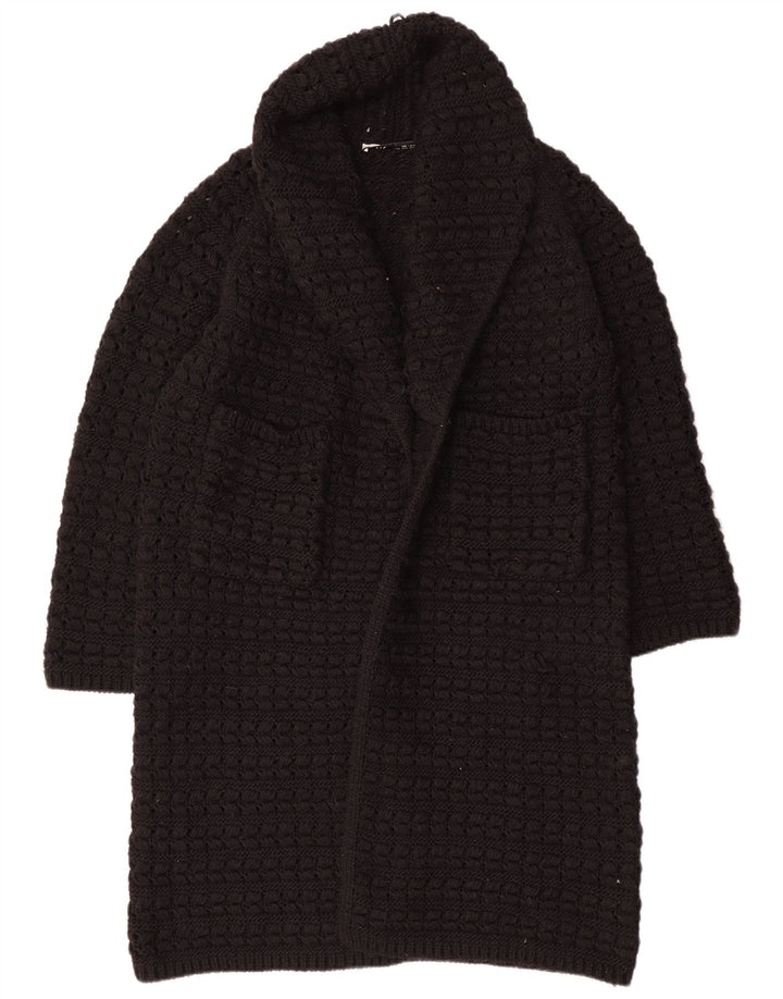 Zara Womens Oversized Longline Open Cardigan Sweater UK 14 Medium Black
