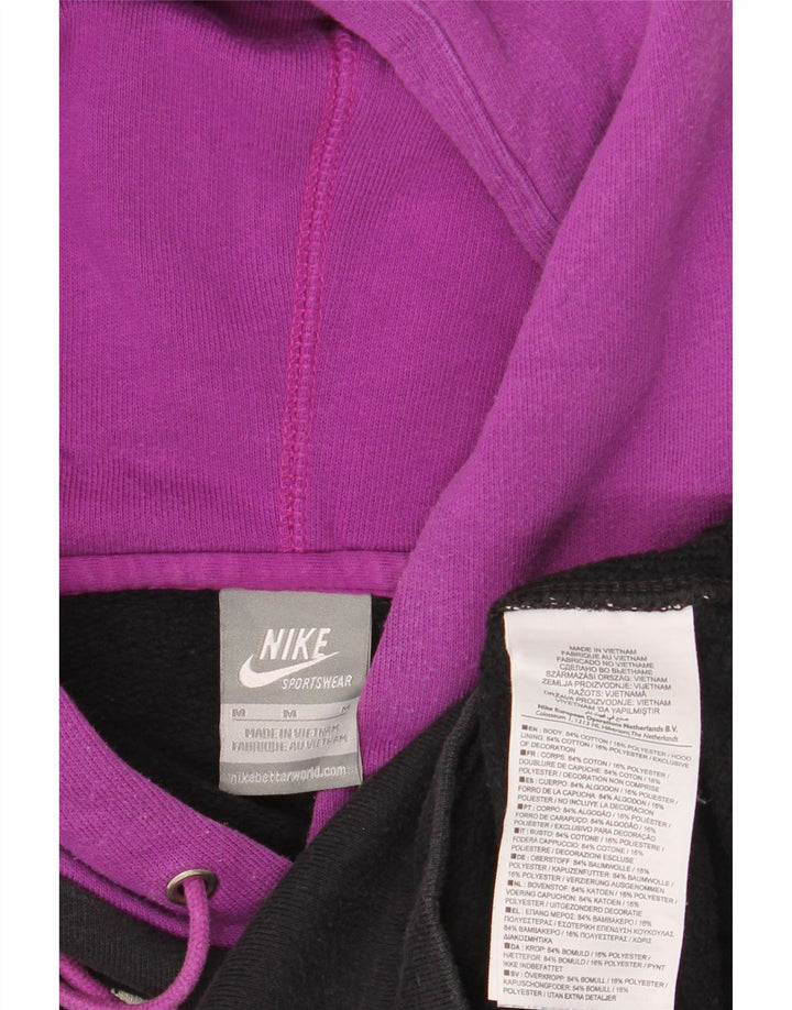 NIKE Grafisk hættetrøje til kvinder UK 14 Medium Sort Colourblock Bomuld