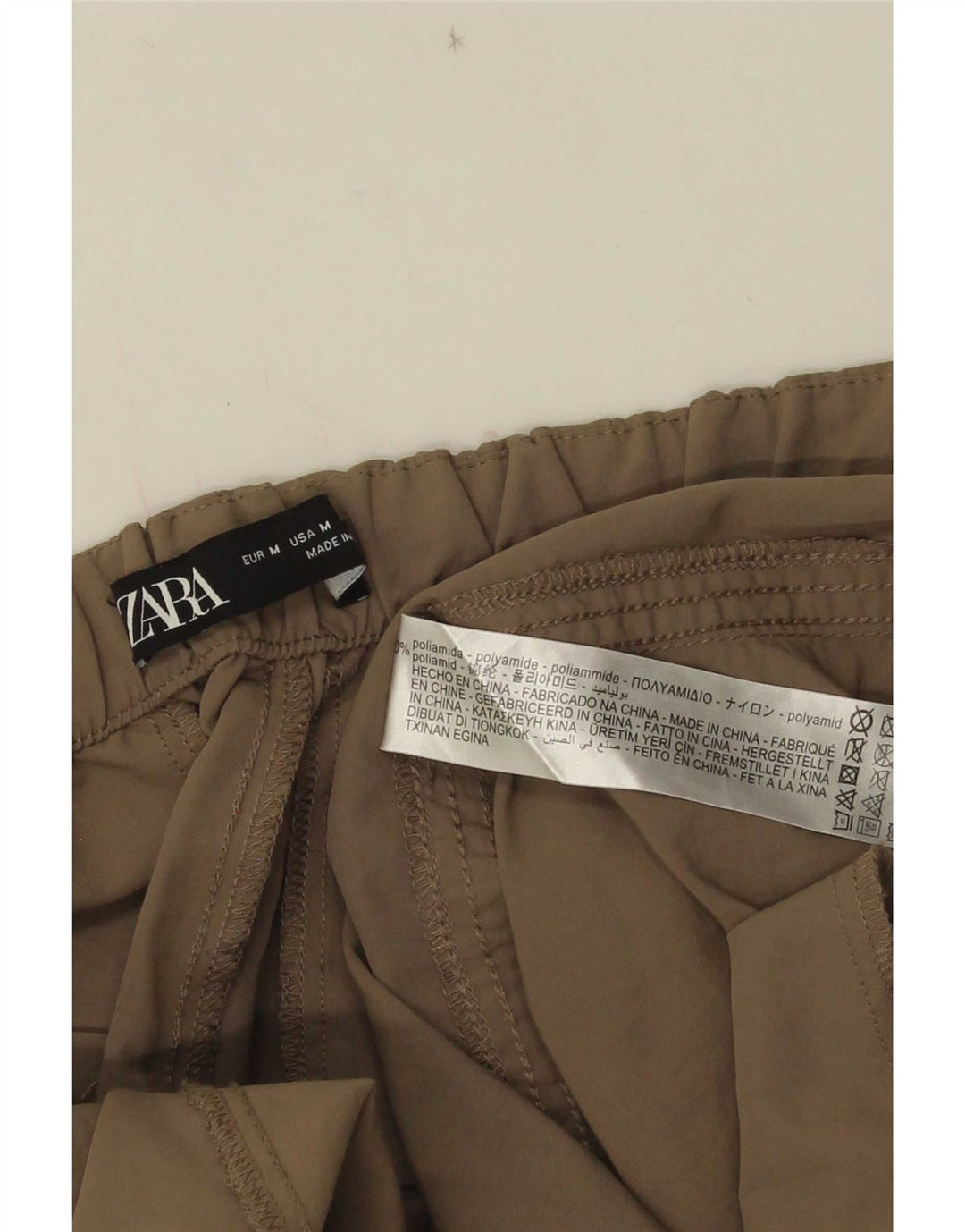 Zara Dame Loose Fit Chino Bukser Medium W28 L30 Beige Polyamid