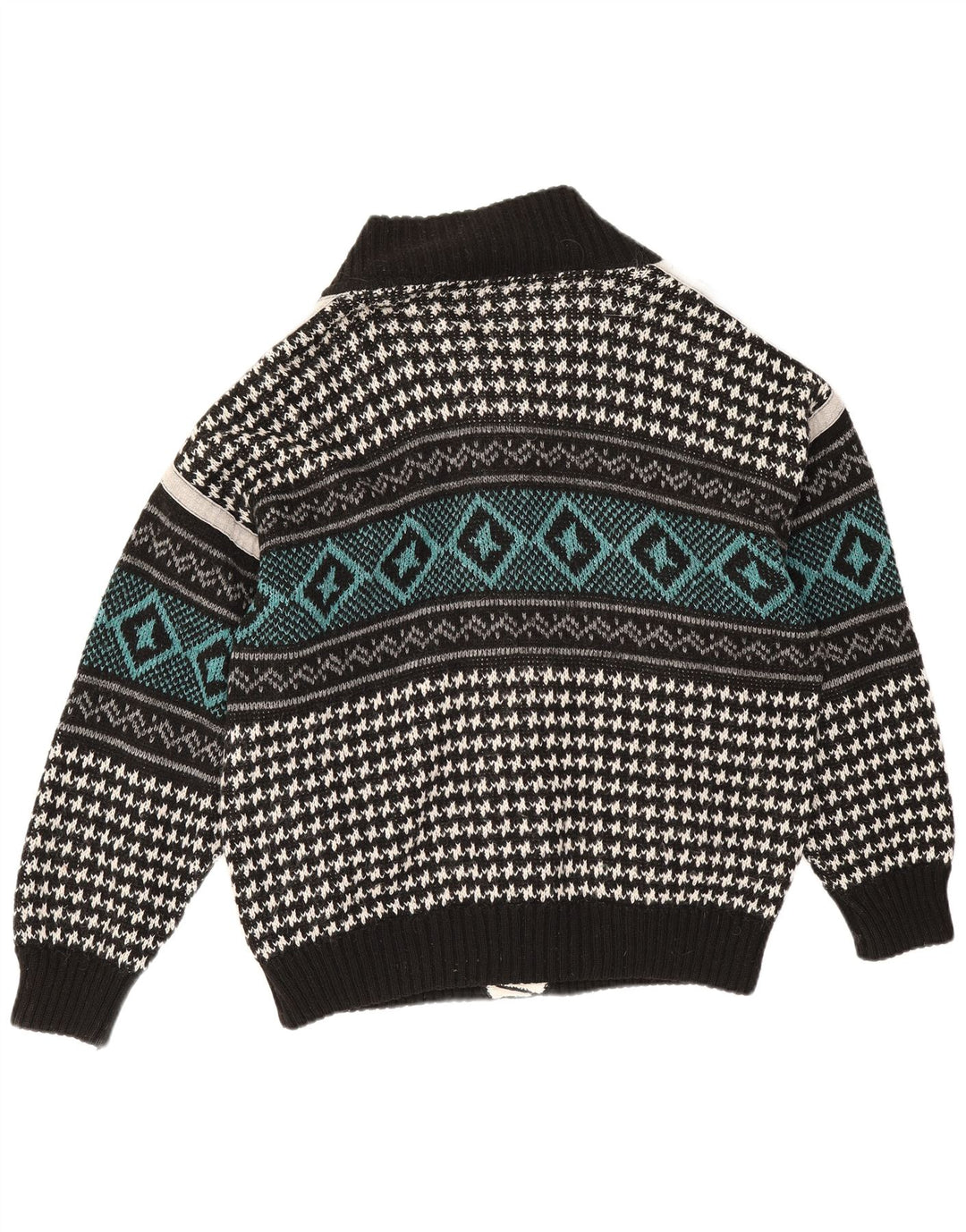 Vintage herre cardigan sweater XL flerfarvet geometrisk