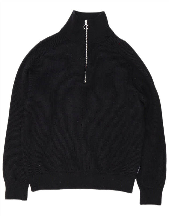 Armani Exchange Herre Zip Neck Jumper Sweater Stor Sort Bomuld