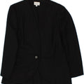 VINTAGE Womens 1 Button 3/4 Sleeve Blazer Jacket IT 46 Large Black Floral Vintage Vintage and Second-Hand Vintage from Messina Hembry 