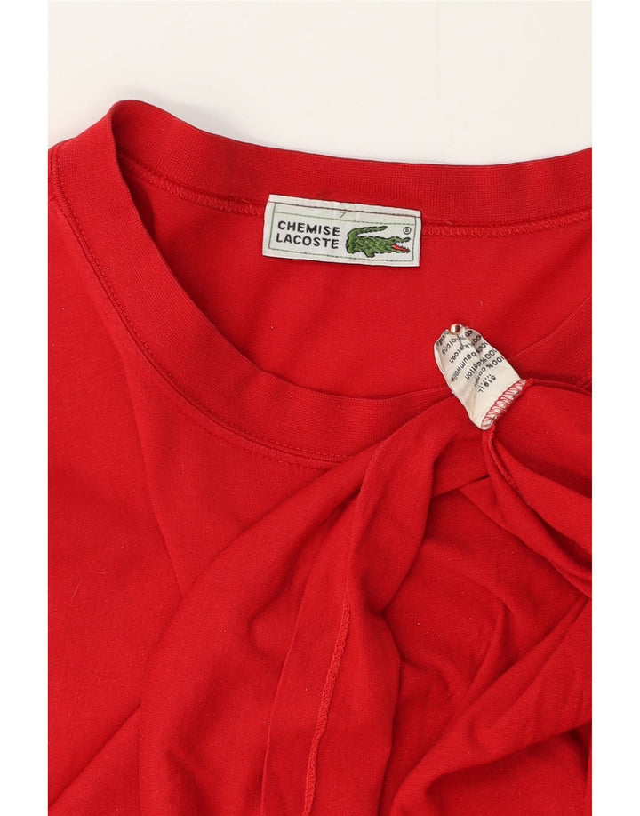 LACOSTE Herre T-Shirt Top Størrelse 7 2XL Rød Bomuld
