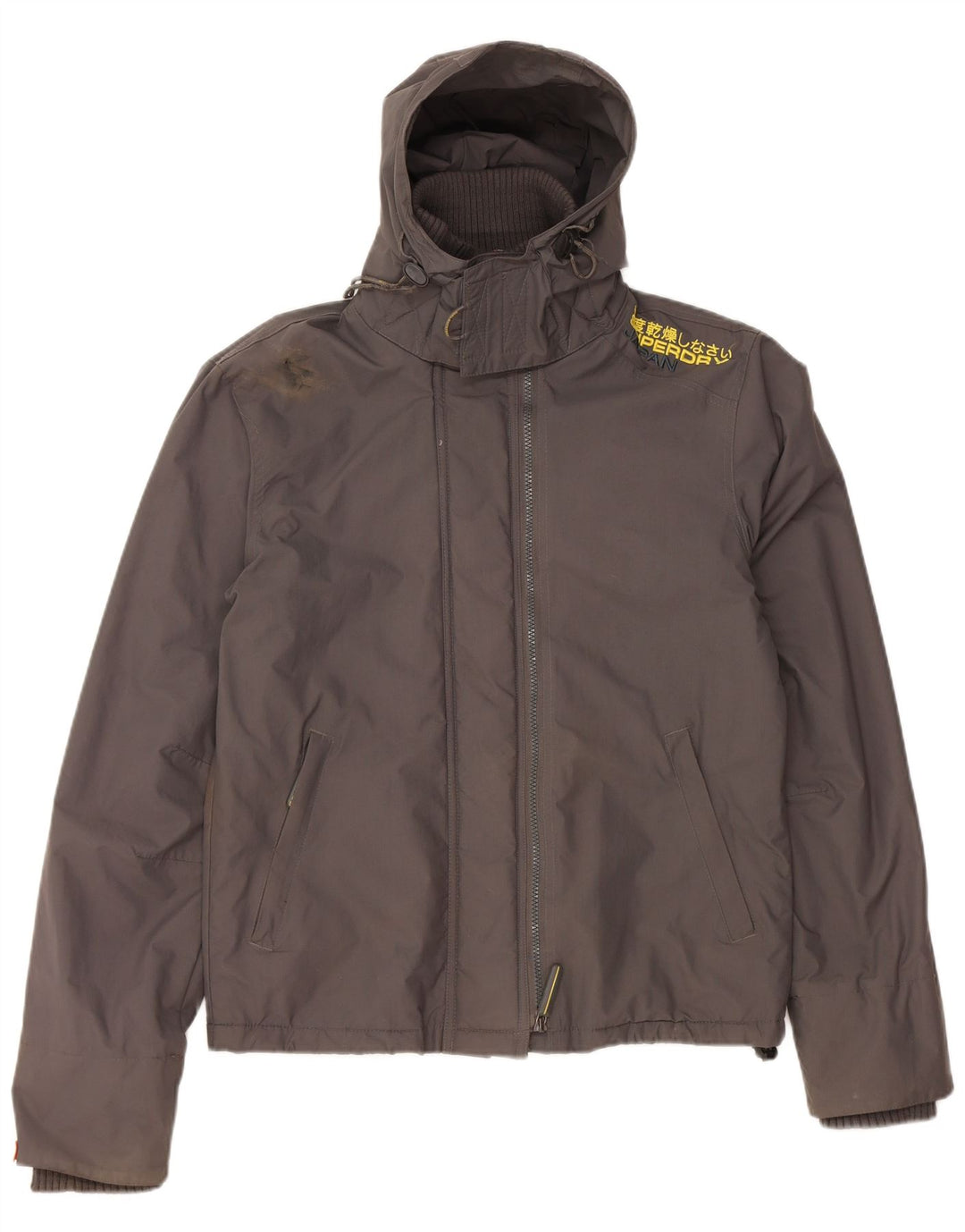 SUPERDRY Windbreaker-jakke med hætte til mænd UK 38 Medium Grey Nylon