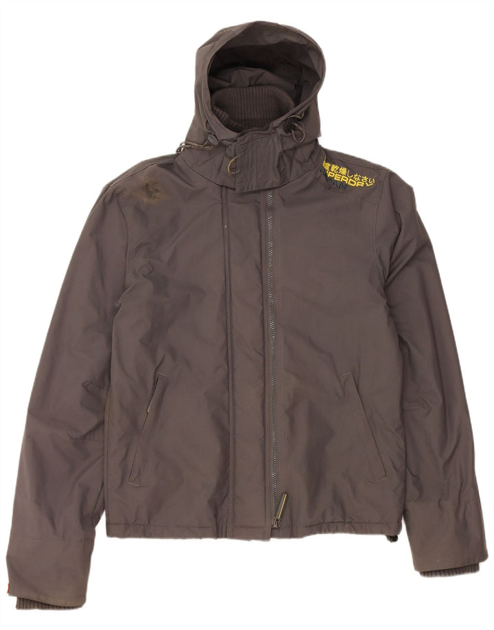 SUPERDRY Windbreaker-jakke med hætte til mænd UK 38 Medium Grey Nylon