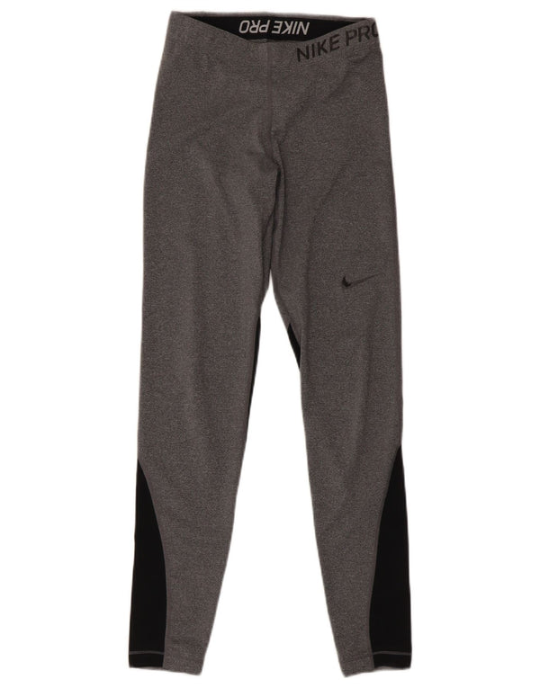Nike Dame Leggings UK 8 Small Grey Colourblock Sports