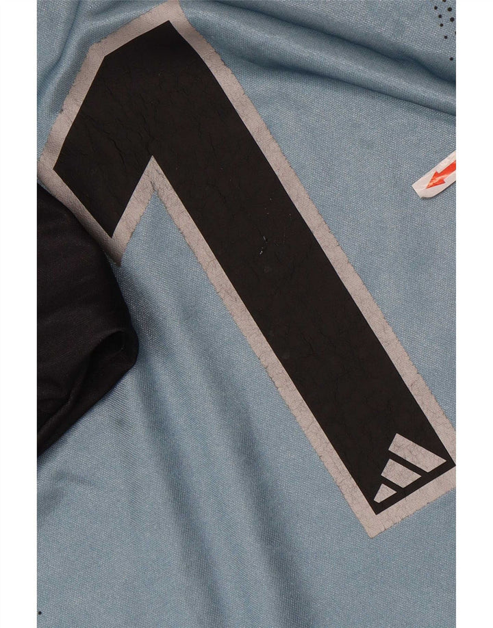 Adidas Herre Grafisk Top Langærmet Large Blue Colourblock Polyester