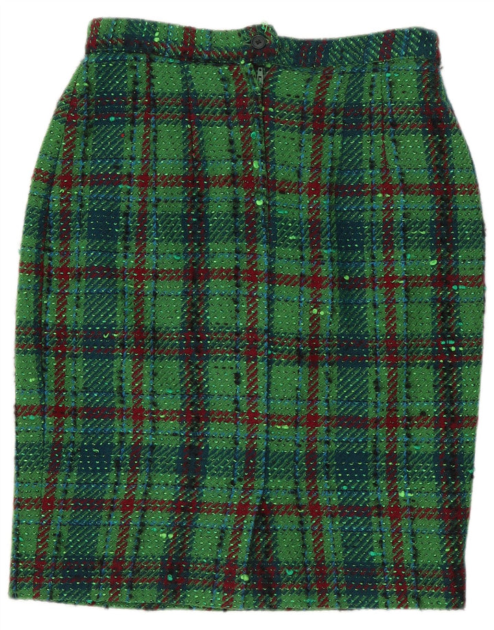 Vintage kvinders blyantnederdel IT 44 Medium W28 Grøn Plaid