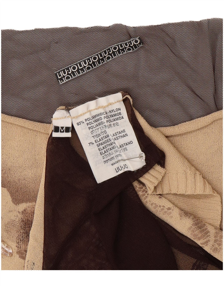 Liu Jo Dame See Through Bluse Top UK 12 Medium Beige Colourblock