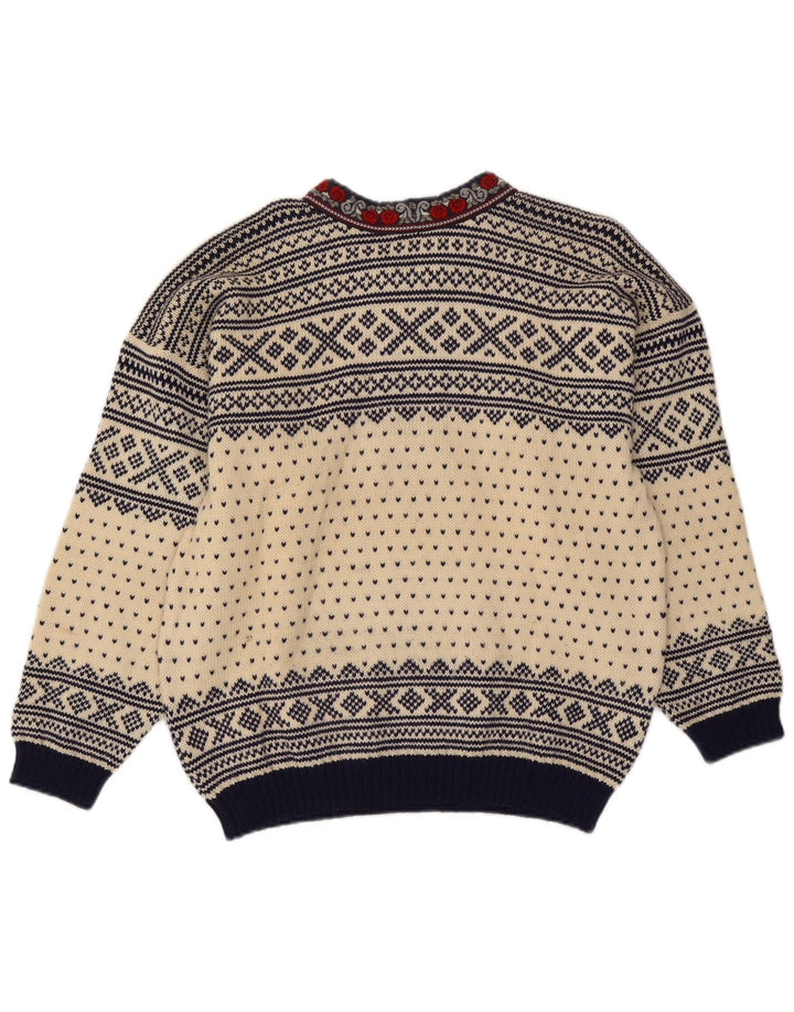 Voss Herre Unisex V-hals sweater Medium Off White Fair Isle Wool