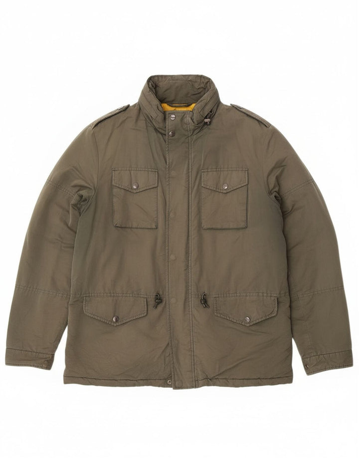 Hackett Herre Hooded Utility Jacket UK 42 XL Khaki Cotton
