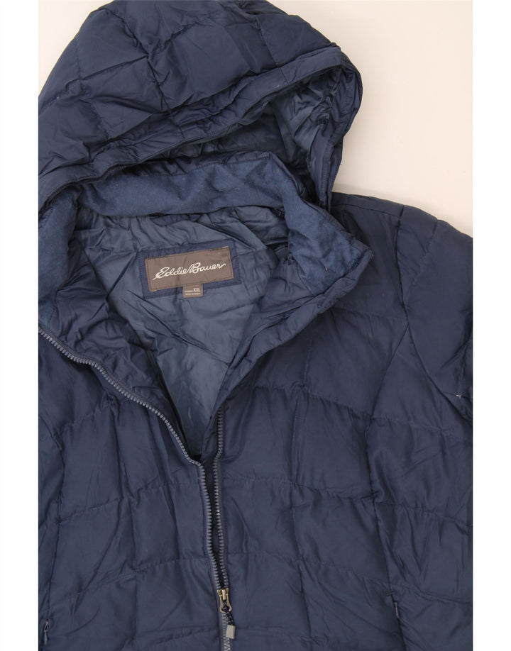 EDDIE BAUER Womens Hooded Padded Jacket UK 20 2XL Navy Blue Polyester Vintage Eddie Bauer and Second-Hand Eddie Bauer from Messina Hembry 