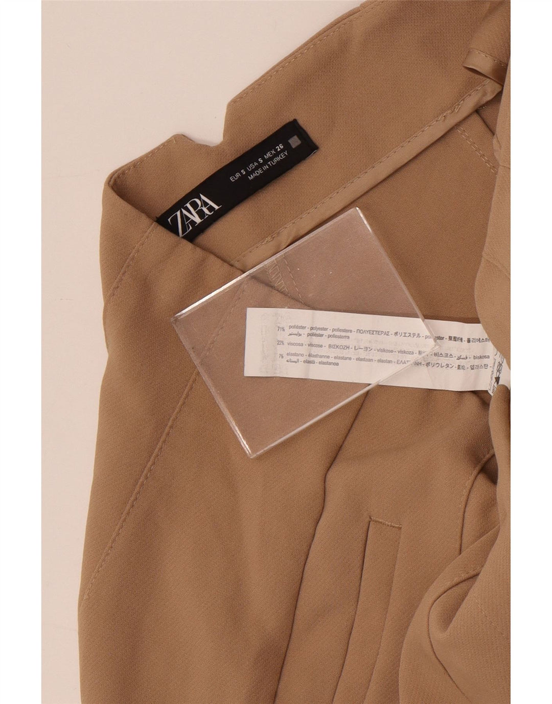 Zara bukser med høj talje til kvinder Small W26 L27 Beige polyester