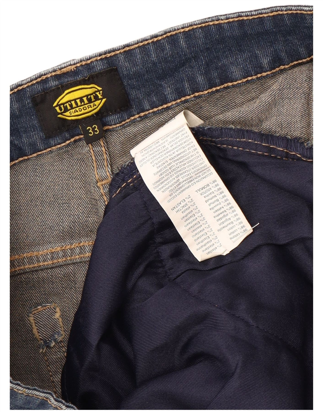 DIADORA Herre Cargo Denim Shorts W33 Medium Blue Bomuld