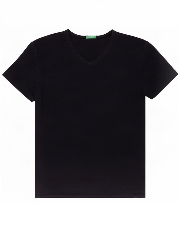 Benetton Dame T-Shirt Top UK 12 Medium Navy Blue