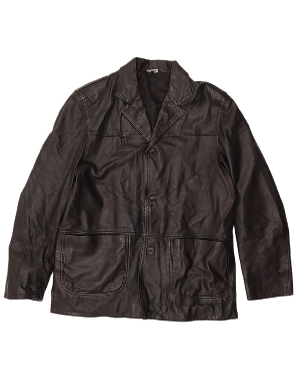 VINTAGE Herre Læderjakke UK 42 XL Sort Læder