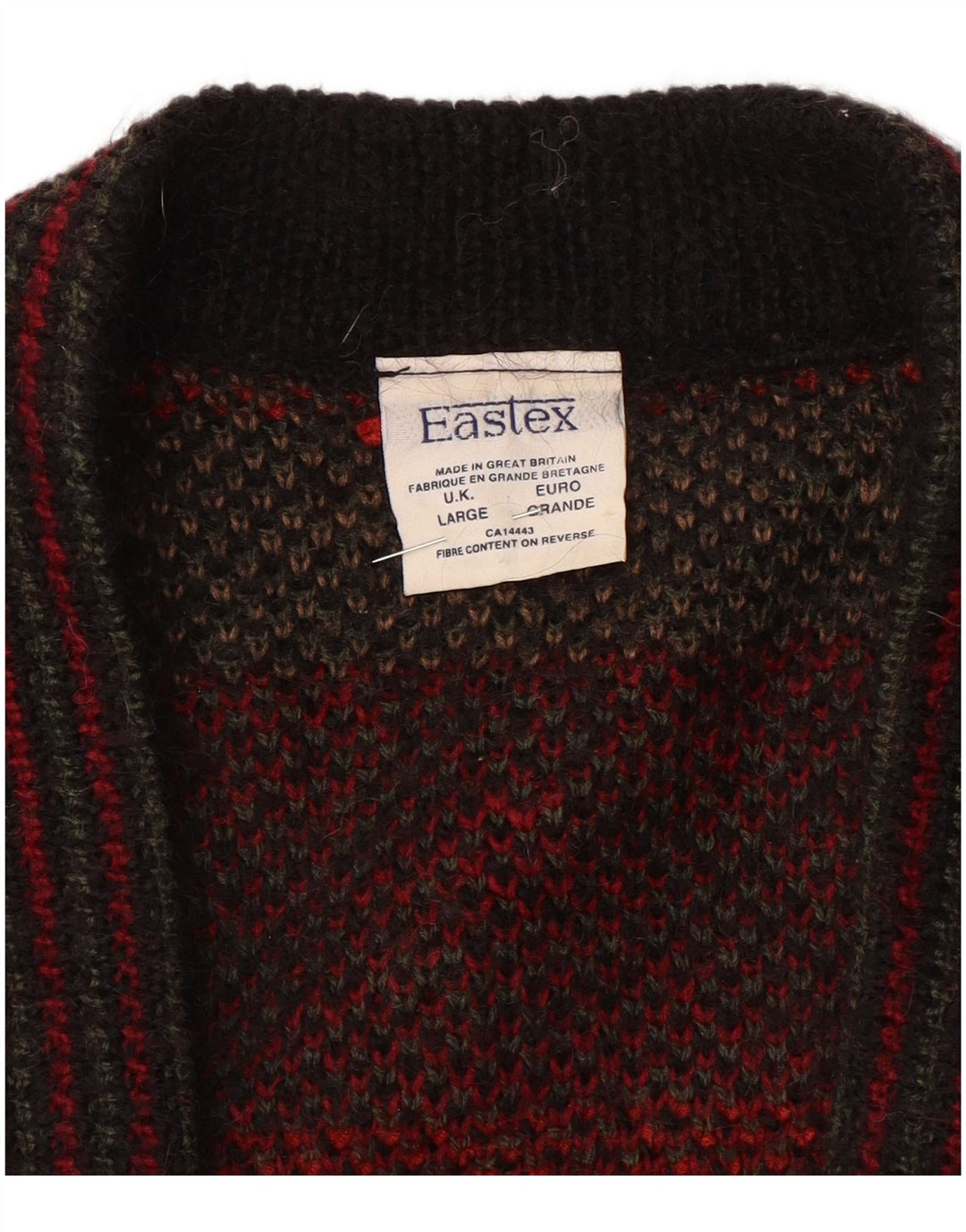 EASTEX Dame Oversized Cardigan Sweater UK 16 Large Red Fair Isle Akryl